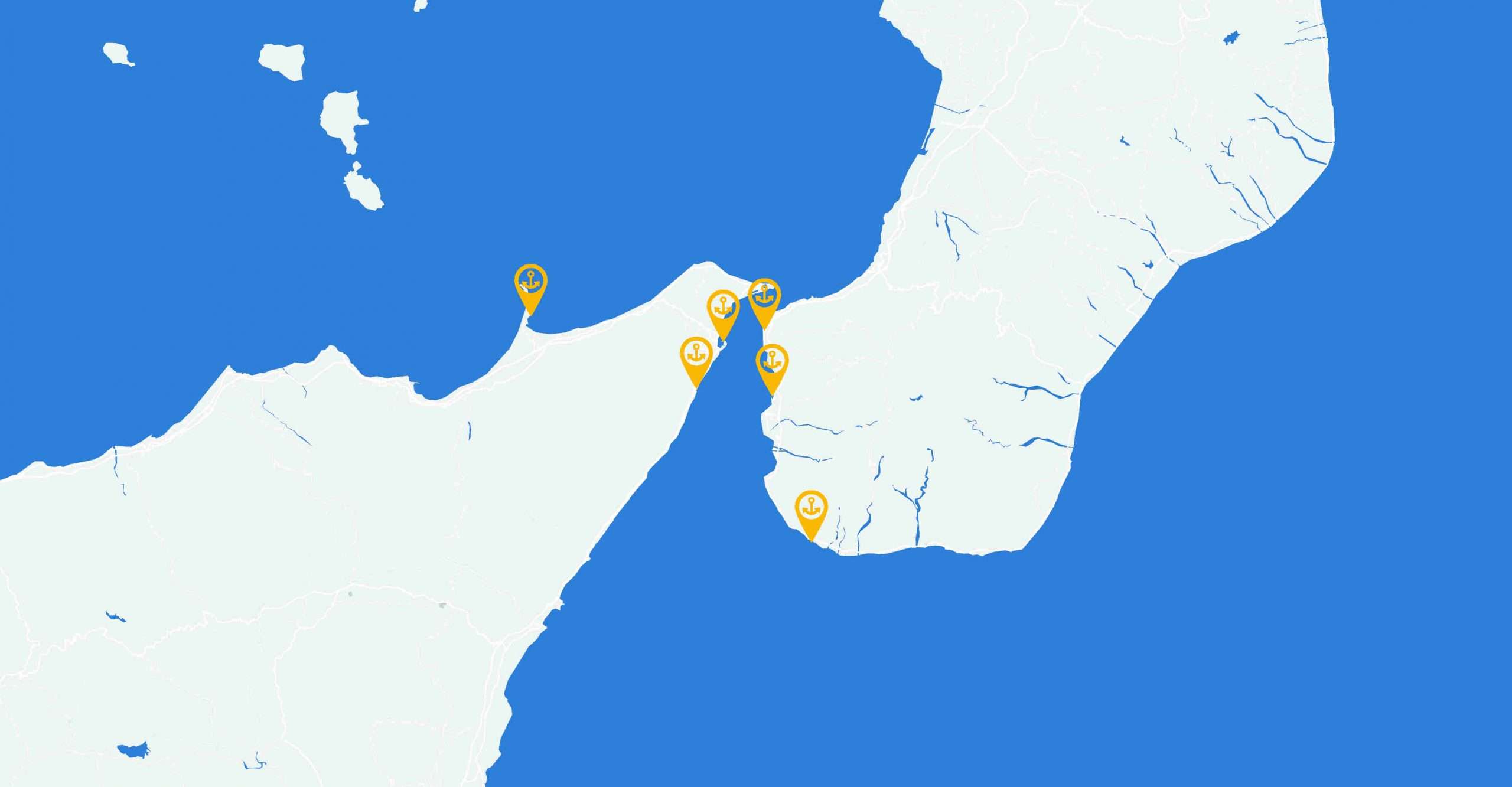 mappa porti dello stretto con posizione porti