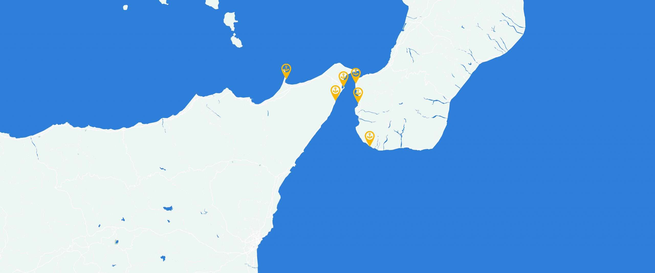 mappa porti dello stretto con posizione porti